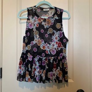 Sheer floral Peplum top